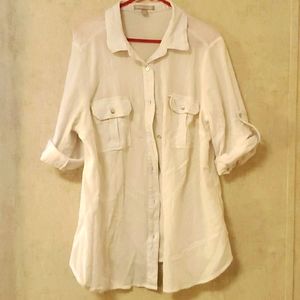 Women's white crinkle gauze shirt